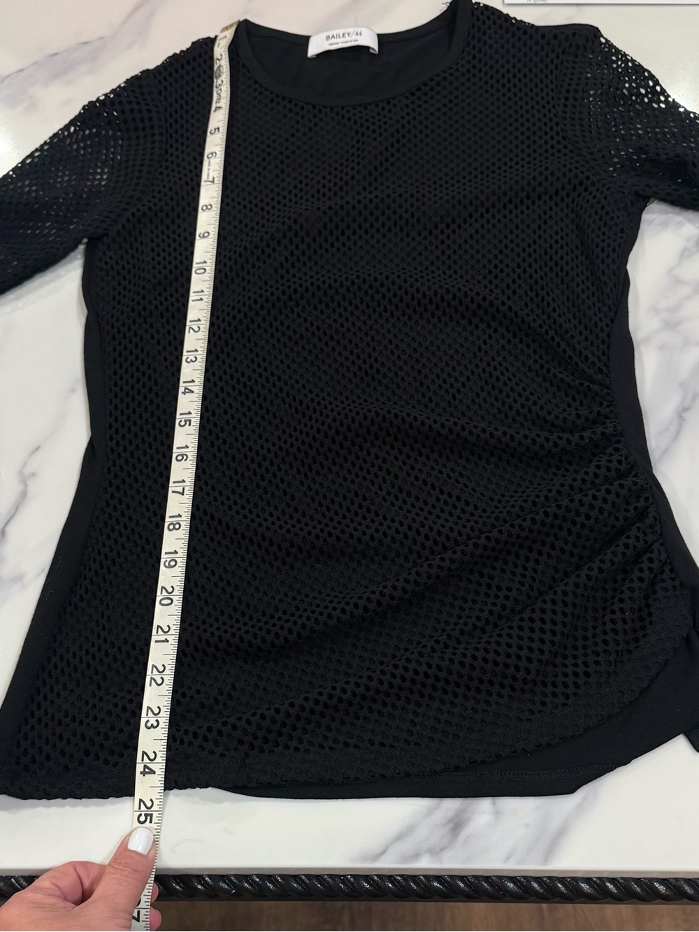 Bailey 44 Black Mesh Long Sleeve Crew Top - Picture 11 of 12